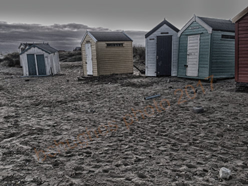 After the Storm; Beach Huts at Gun Hill. Framed to suit